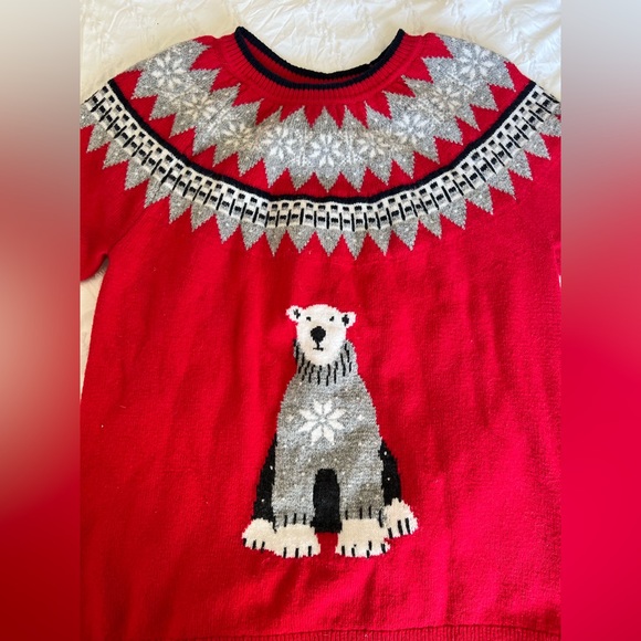 Tommy Hilfiger Women’s Essential Holiday Red Bear Polar Bear Red Sweater - Picture 4 of 8